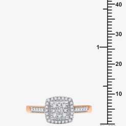 I Said Yes (H-I / I1) Womens 1/4 CT. T.W. Lab Grown White Diamond Sterling Silver Side Stone Halo Engagement Ring