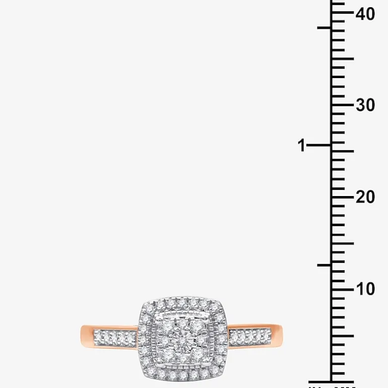 I Said Yes (H-I / I1) Womens 1/4 CT. T.W. Lab Grown White Diamond Sterling Silver Side Stone Halo Engagement Ring