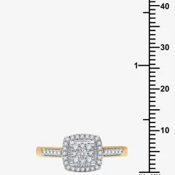 I Said Yes (H-I / I1) Womens 1/4 CT. T.W. Lab Grown White Diamond Sterling Silver Side Stone Halo Engagement Ring