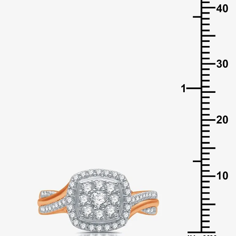 I Said Yes (H-I / I1) Womens 3/4 CT. T.W. Lab Grown White Diamond Sterling Silver Cushion Side Stone Halo Bridal Set