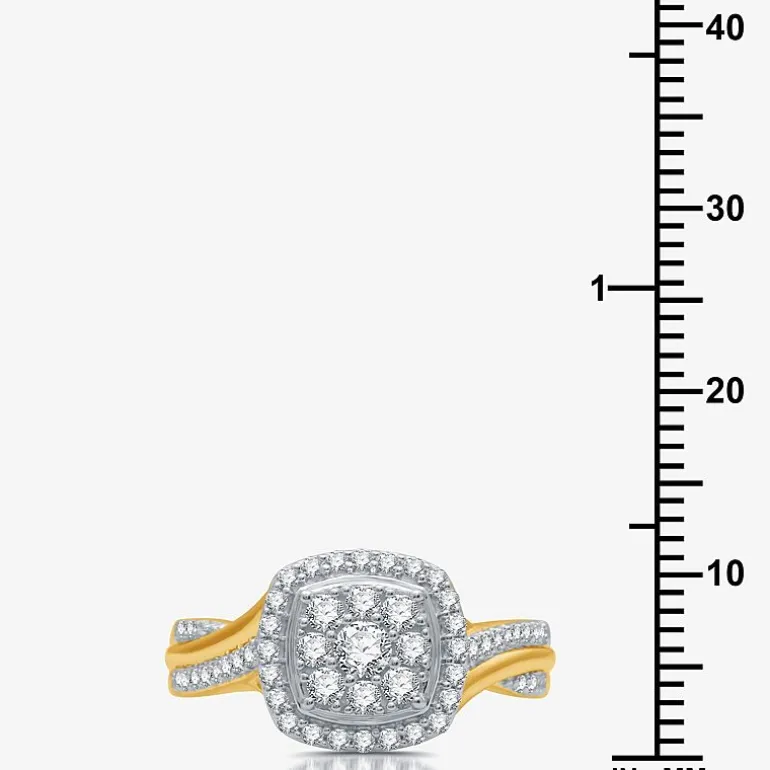 I Said Yes (H-I / I1) Womens 3/4 CT. T.W. Lab Grown White Diamond Sterling Silver Cushion Side Stone Halo Bridal Set