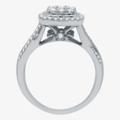 I Said Yes (H-I / I1) Womens 3/4 CT. T.W. Lab Grown White Diamond Sterling Silver Cushion Side Stone Halo Bridal Set