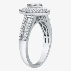 I Said Yes (H-I / I1) Womens 1 CT. T.W. Lab Grown White Diamond Sterling Silver or 14K Gold Over Silver Pear Side Stone Halo Bridal Set