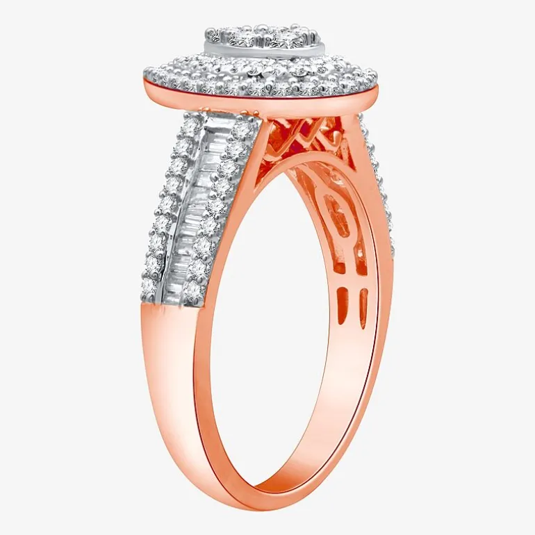 I Said Yes (H-I / I1) Womens 1 CT. T.W. Lab Grown White Diamond Sterling Silver or 14K Gold Over Silver Pear Side Stone Halo Bridal Set
