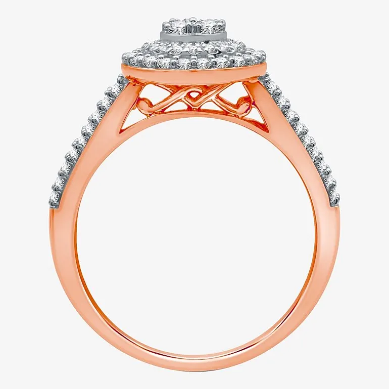 I Said Yes (H-I / I1) Womens 1 CT. T.W. Lab Grown White Diamond Sterling Silver or 14K Gold Over Silver Pear Side Stone Halo Bridal Set