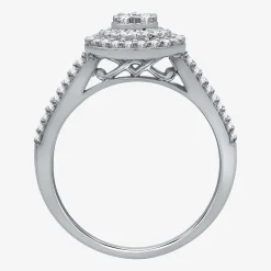 I Said Yes (H-I / I1) Womens 1 CT. T.W. Lab Grown White Diamond Sterling Silver or 14K Gold Over Silver Pear Side Stone Halo Bridal Set