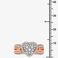 I Said Yes (H-I / I1) Womens 1/2 CT. T.W. Lab Grown White Diamond Sterling Silver Heart Side Stone Halo Engagement Ring