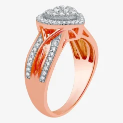 I Said Yes (H-I / I1) Womens 1/2 CT. T.W. Lab Grown White Diamond Sterling Silver Heart Side Stone Halo Engagement Ring