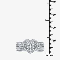 I Said Yes (H-I / I1) Womens 1/2 CT. T.W. Lab Grown White Diamond Sterling Silver Heart Side Stone Halo Engagement Ring