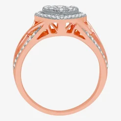 I Said Yes (H-I / I1) Womens 1/2 CT. T.W. Lab Grown White Diamond Sterling Silver Heart Side Stone Halo Engagement Ring