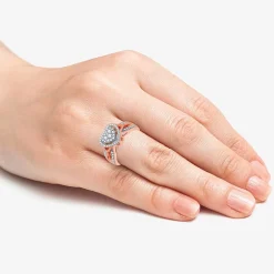 I Said Yes (H-I / I1) Womens 1/2 CT. T.W. Lab Grown White Diamond Sterling Silver Heart Side Stone Halo Engagement Ring
