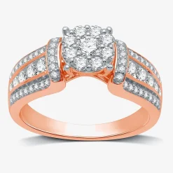 I Said Yes (H-I / I1) Womens 3/4 CT. T.W. Lab Grown White Diamond Sterling Silver or 14K Gold Over Silver Round Side Stone Engagement Ring