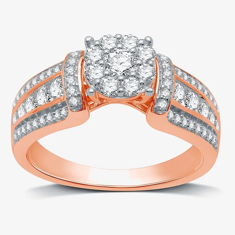 I Said Yes (H-I / I1) Womens 3/4 CT. T.W. Lab Grown White Diamond Sterling Silver or 14K Gold Over Silver Round Side Stone Engagement Ring