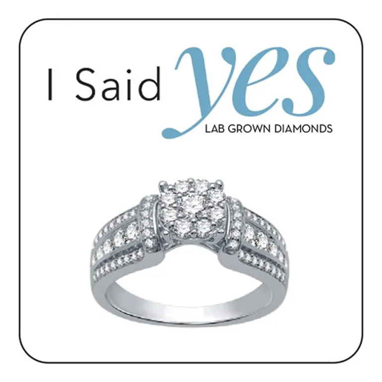 I Said Yes (H-I / I1) Womens 3/4 CT. T.W. Lab Grown White Diamond Sterling Silver or 14K Gold Over Silver Round Side Stone Engagement Ring