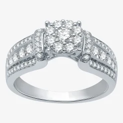 I Said Yes (H-I / I1) Womens 3/4 CT. T.W. Lab Grown White Diamond Sterling Silver or 14K Gold Over Silver Round Side Stone Engagement Ring