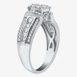 I Said Yes (H-I / I1) Womens 3/4 CT. T.W. Lab Grown White Diamond Sterling Silver or 14K Gold Over Silver Round Side Stone Engagement Ring