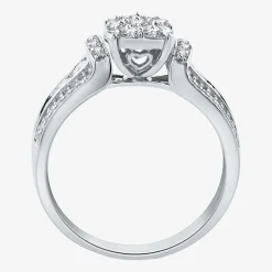 I Said Yes (H-I / I1) Womens 3/4 CT. T.W. Lab Grown White Diamond Sterling Silver or 14K Gold Over Silver Round Side Stone Engagement Ring