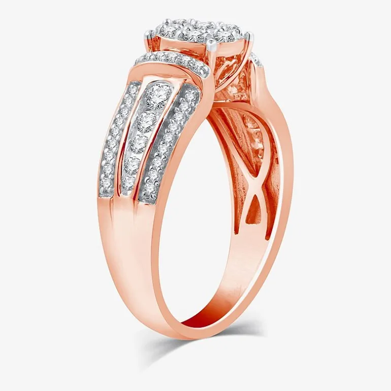 I Said Yes (H-I / I1) Womens 3/4 CT. T.W. Lab Grown White Diamond Sterling Silver or 14K Gold Over Silver Round Side Stone Engagement Ring