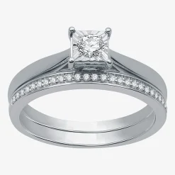 I Said Yes (H-I / I1) Womens 1/4 CT. T.W. Lab Grown White Diamond Sterling Silver Solitaire Bridal Set