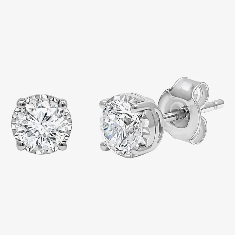( I/SI2 ) 1 CT. T.W. Lab-Grown Diamond Sterling Silver or 14K Gold over Silver Round Stud Earrings