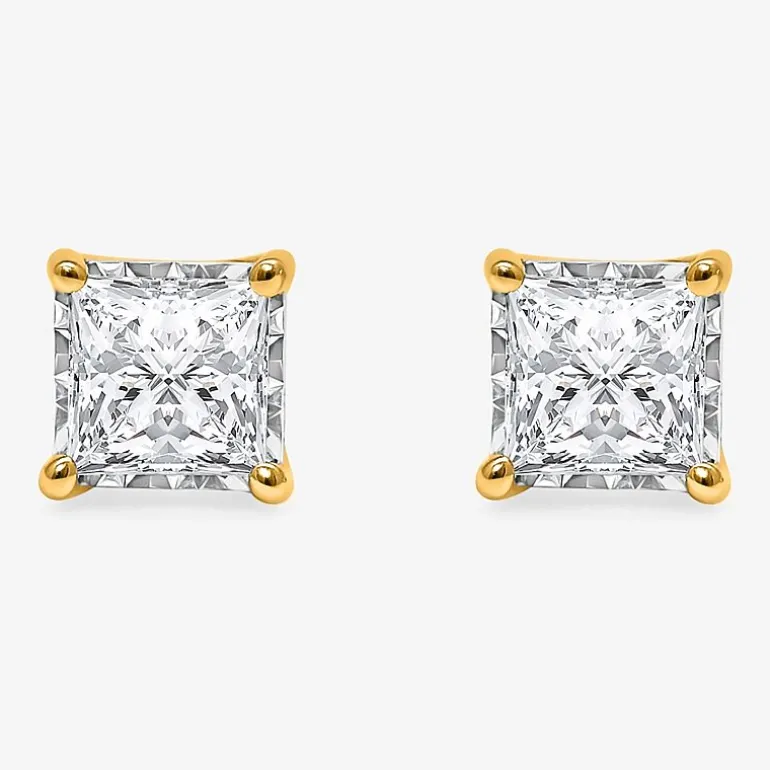 ( I/SI2 ) 1 CT. T.W. Lab-Grown Diamond Sterling Silver or 14K Gold over Silver Princess Stud Earrings