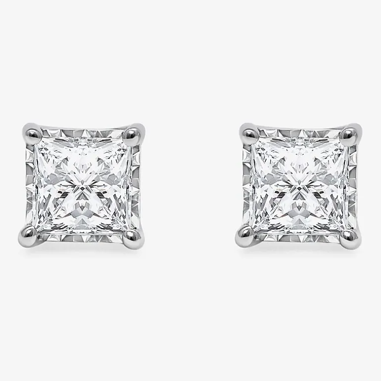 ( I/SI2 ) 1 CT. T.W. Lab-Grown Diamond Sterling Silver or 14K Gold over Silver Princess Stud Earrings
