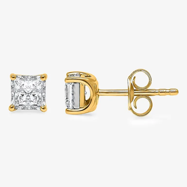 ( I/SI2 ) 1 CT. T.W. Lab-Grown Diamond Sterling Silver or 14K Gold over Silver Princess Stud Earrings