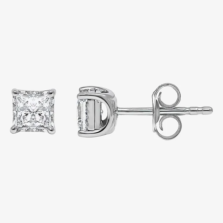 ( I/SI2 ) 1 CT. T.W. Lab-Grown Diamond Sterling Silver or 14K Gold over Silver Princess Stud Earrings