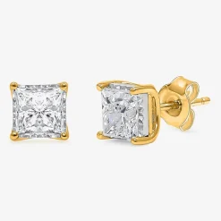 ( I/Si2 ) 2 CT. T.W. Lab-Grown Diamond Sterling Silver or 14K Gold over Silver Princess Stud Earrings