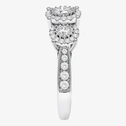 (I / SI2) Love Lives Forever Womens 1 CT. T.W. Lab Grown White Diamond 10K or 14K White Gold Round 3-Stone Engagement Ring