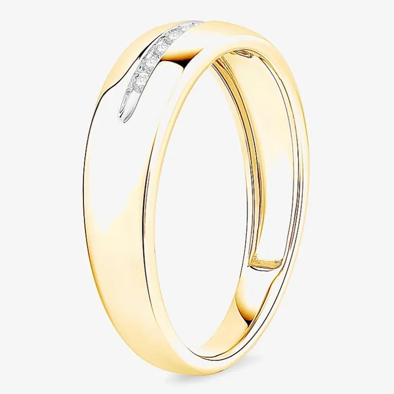 (I / Si1) 3PC Trio Set Featuring 1/2 CT. T.W. Lab Grown White Diamond 10K Two Tone Gold Marquise Side Stone Wedding Bridal Set