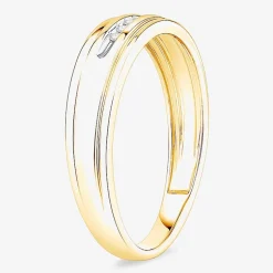 (I / Si1) 3PC Trio Set Featuring 1/2 CT. T.W. Lab Grown White Diamond 10K Two Tone Gold Side Stone Wedding Bridal Set