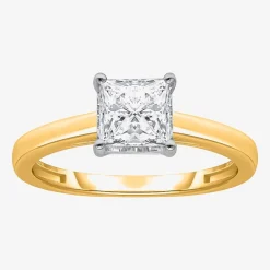 (I / Si2) Womens 1 CT. Lab Grown White Diamond Sterling Silver Solitaire Engagement Ring