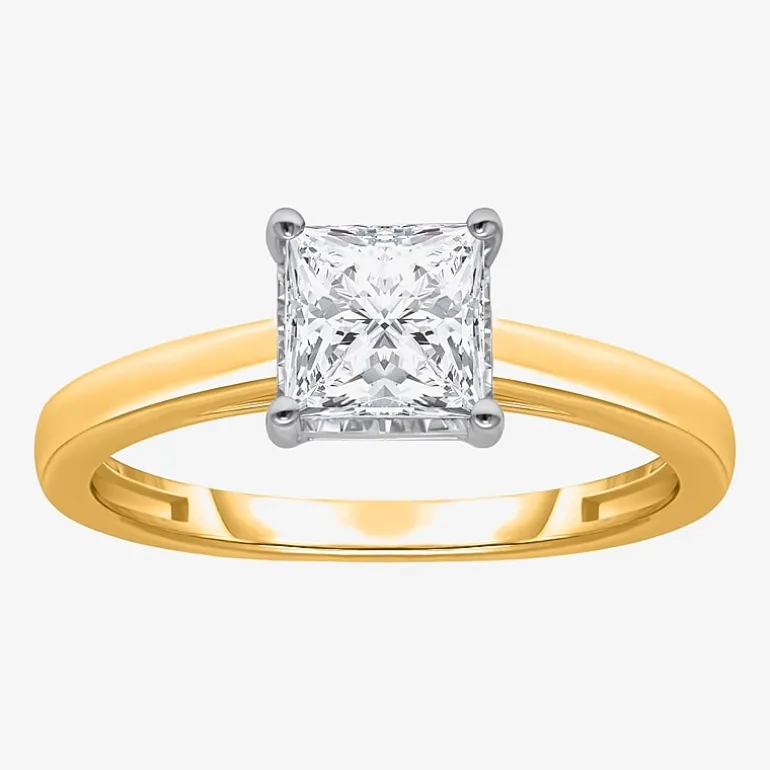 (I / Si2) Womens 1 CT. Lab Grown White Diamond Sterling Silver Solitaire Engagement Ring