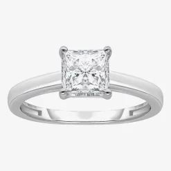 (I / Si2) Womens 1 CT. Lab Grown White Diamond Sterling Silver Solitaire Engagement Ring