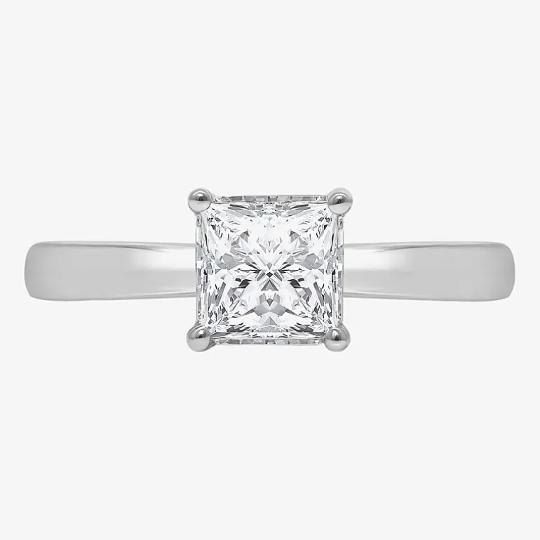 (I / Si2) Womens 1 CT. Lab Grown White Diamond Sterling Silver Solitaire Engagement Ring