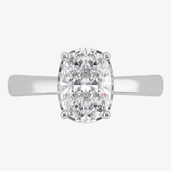 (I / Si2) Womens 2 CT. Lab Grown White Diamond Cushion Solitaire Engagement Ring