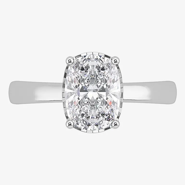 (I / Si2) Womens 2 CT. Lab Grown White Diamond Cushion Solitaire Engagement Ring