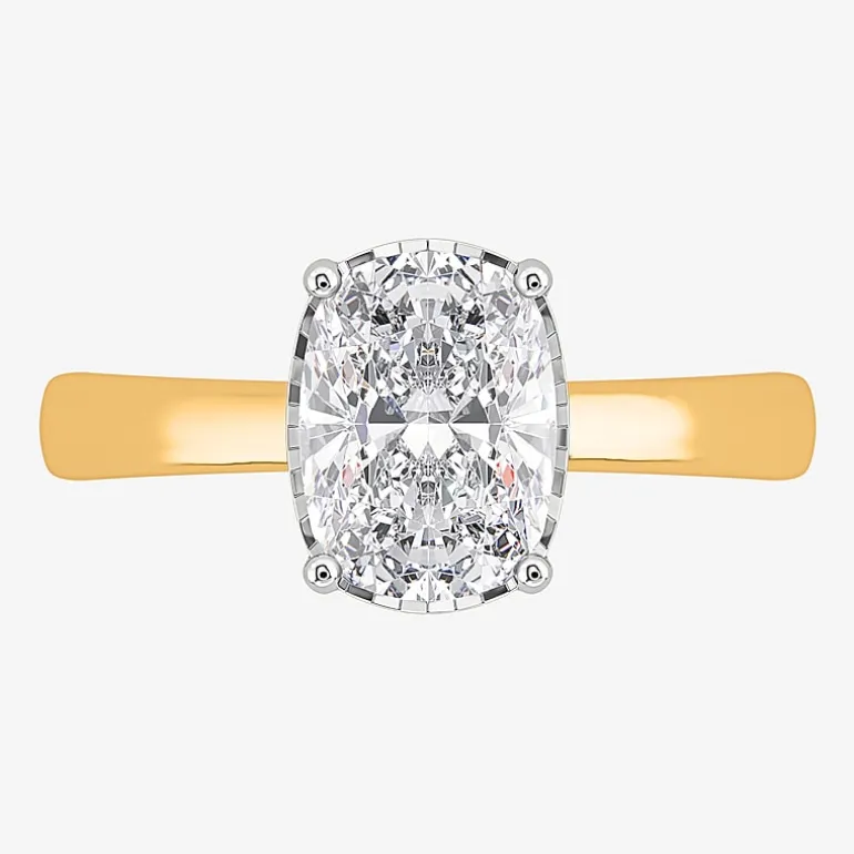 (I / Si2) Womens 2 CT. Lab Grown White Diamond Cushion Solitaire Engagement Ring