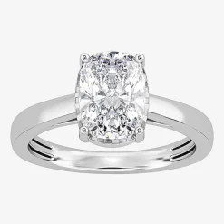 (I / Si2) Womens 2 CT. Lab Grown White Diamond Cushion Solitaire Engagement Ring