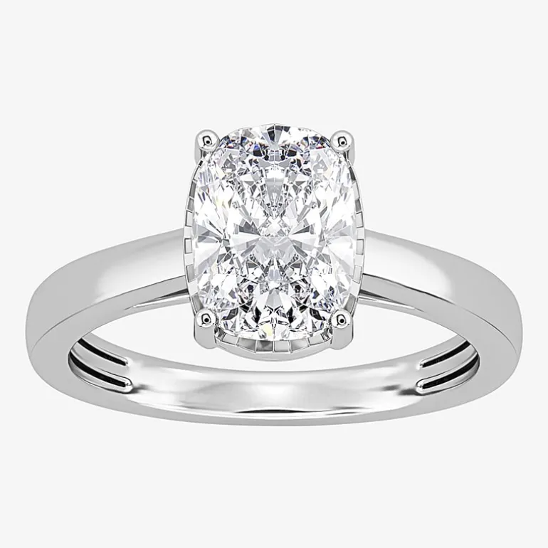 (I / Si2) Womens 2 CT. Lab Grown White Diamond Cushion Solitaire Engagement Ring