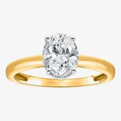 (I / Si2) Womens 1 CT. Lab Grown White Diamond Oval Solitaire Engagement Ring