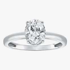 (I / Si2) Womens 1 CT. Lab Grown White Diamond Oval Solitaire Engagement Ring