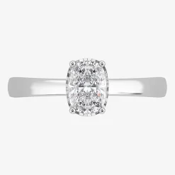 (I / Si2) Womens 1 CT. Lab Grown White Diamond Sterling Silver Cushion Solitaire Engagement Ring