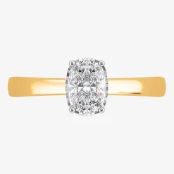 (I / Si2) Womens 1 CT. Lab Grown White Diamond Sterling Silver Cushion Solitaire Engagement Ring