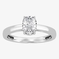 (I / Si2) Womens 1 CT. Lab Grown White Diamond Sterling Silver Cushion Solitaire Engagement Ring