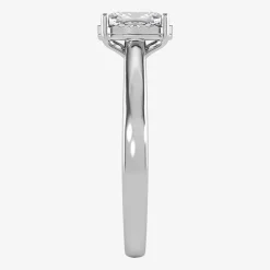(I / Si2) Womens 1 CT. Lab Grown White Diamond Sterling Silver Cushion Solitaire Engagement Ring