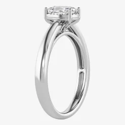 (I / Si2) Womens 1 CT. Lab Grown White Diamond Sterling Silver Cushion Solitaire Engagement Ring