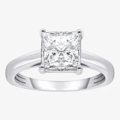 (I / Si2) Womens 2 CT. Lab Grown White Diamond Solitaire Engagement Ring