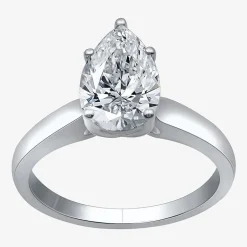 (I / SI2) Womens 2 CT. Lab-Grown White Diamond 14K Gold Pear Solitaire Engagement Ring